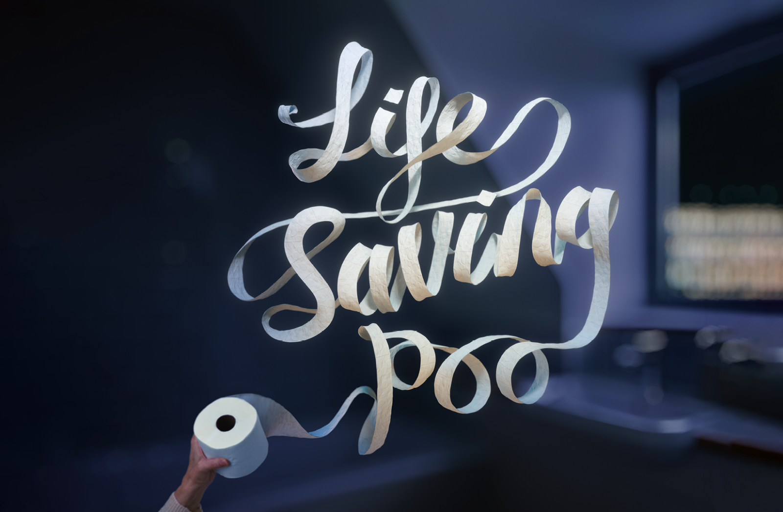 Image that reads "Life Saving Poo" out of loo roll